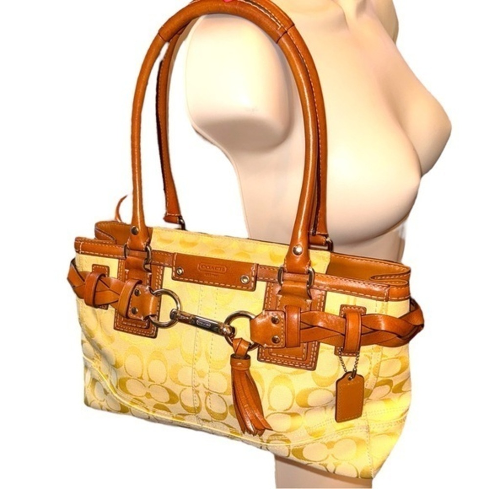 LIKE NEW COACH Hampton Yellow Braided Shoulder Bag  2009 Rare Colorway